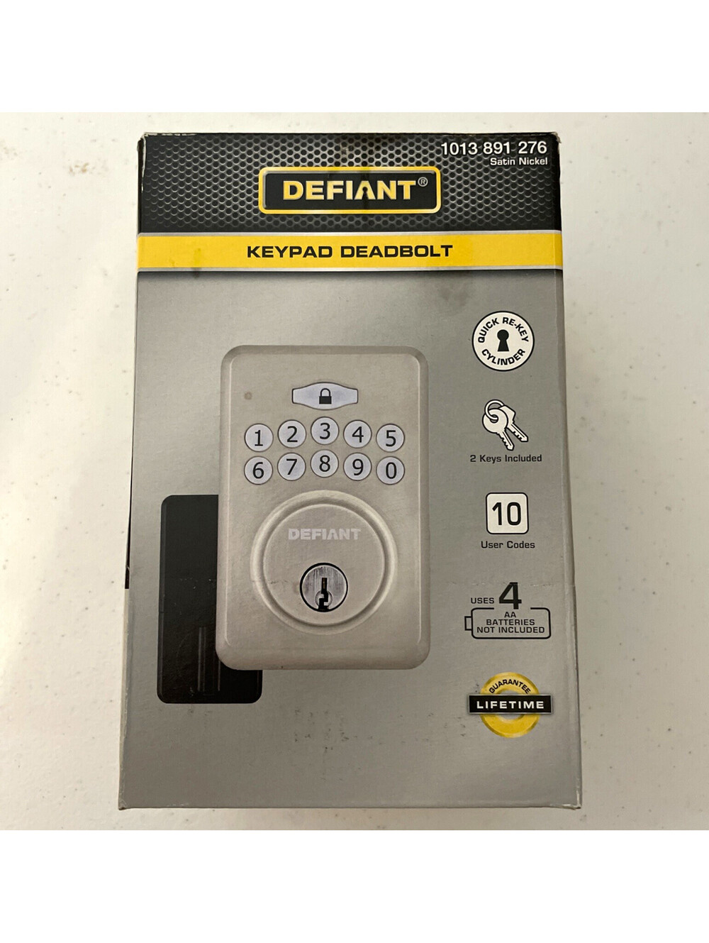 Defiant Radius Satin Nickel Single Cylinder Keypad Deadbolt Lock